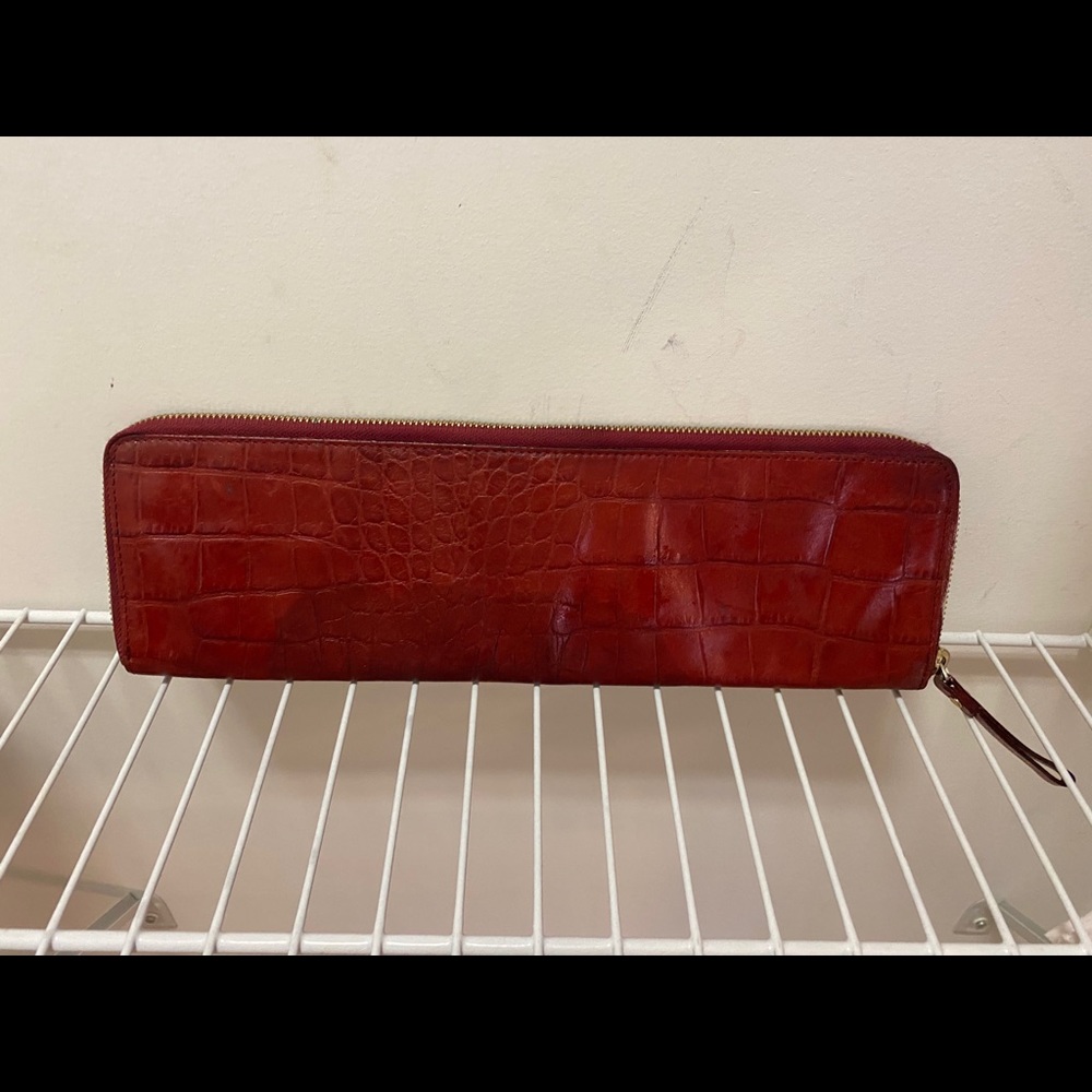 Alligator red leather clutch